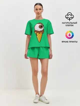 Женская пижама с шортами / Мороженое с глазом