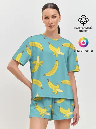 Женская пижама с шортами / Банановый дождь