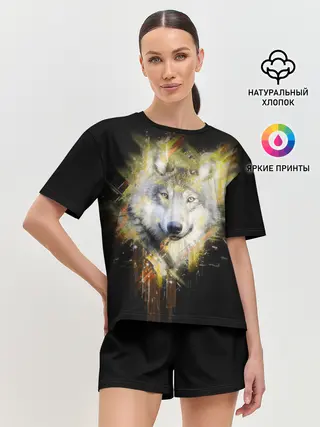 Женская пижама с шортами / Волчий тотем
