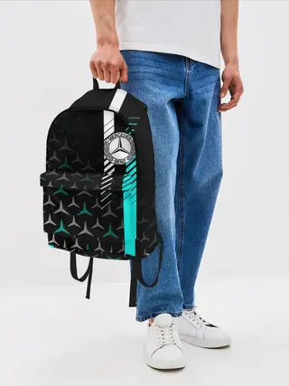 Рюкзак джинсовый / МЕРСЕДЕС / AQUA BLACK GRADIENT