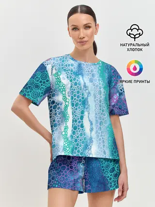 Женская пижама с шортами / Водопад красочной пены