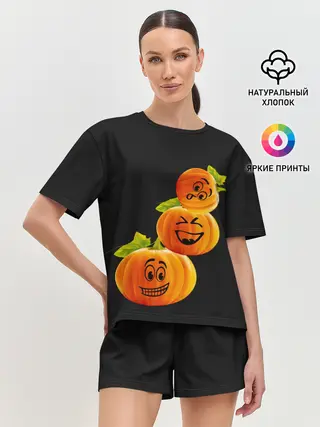 Женская пижама с шортами / Хэллоуин смешные тыквы