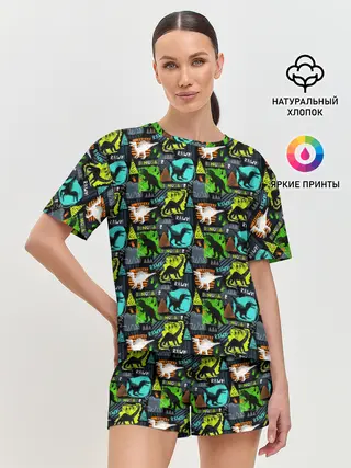 Женская пижама с шортами / Dinosaurs