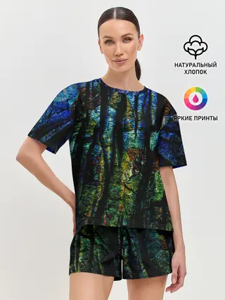 Женская пижама с шортами / Разноцветная гора