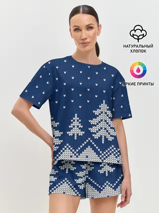 Женская пижама с шортами / Зимняя ночь