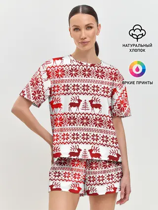 Женская пижама с шортами / Зимний лес