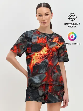 Женская пижама с шортами / Древесные угли