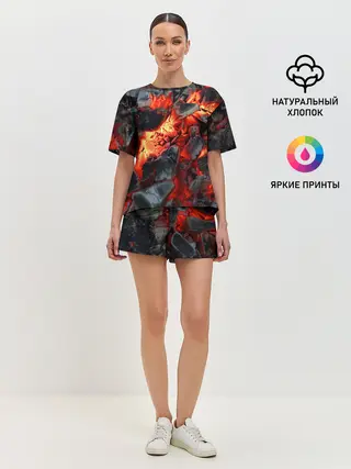 Женская пижама с шортами / Древесные угли