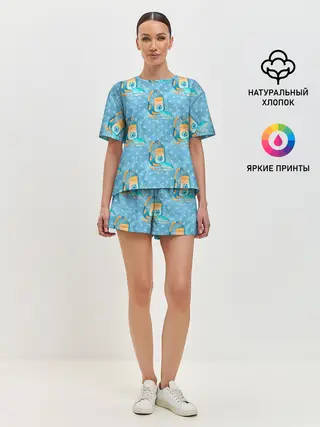 Женская пижама с шортами / Школьник - футболист