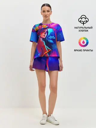 Женская пижама с шортами / Неоновая ведьма