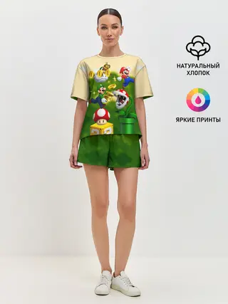 Женская пижама с шортами / Mario Coins