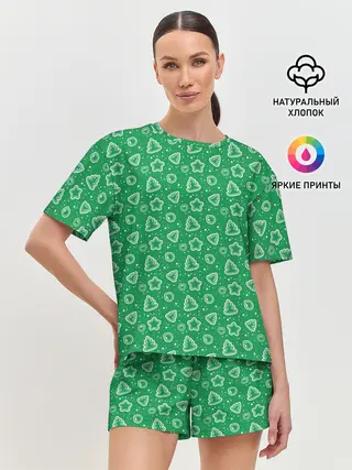 Женская пижама с шортами / Ёлочки