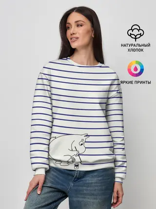 Женский свитшот / Муми-тролль рисует полосы
