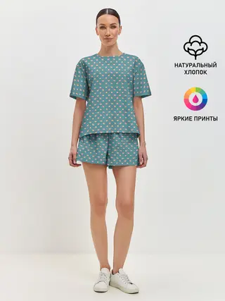 Женская пижама с шортами / Паттерн хомячков