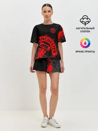 Женская пижама с шортами / МАНЧЕСТЕР ЮНАЙТЕД КРАСНЫЙ ЛОГО