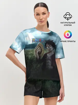Женская пижама с шортами / Луффи в поле. One Piece