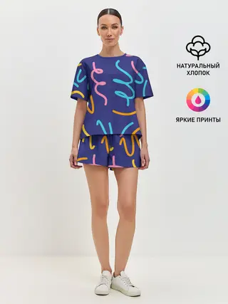 Женская пижама с шортами / Одноцветная ячейка