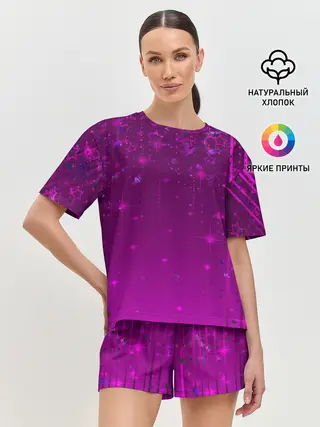 Женская пижама с шортами / Абстрактный фон фуксия