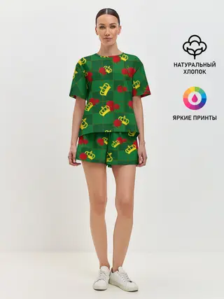 Женская пижама с шортами / Короны и розы