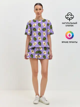 Женская пижама с шортами / Авокадо паттерн
