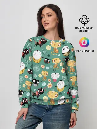 Женский свитшот / Совы и котики