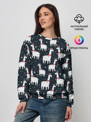 Женский свитшот / Новогодние ламы