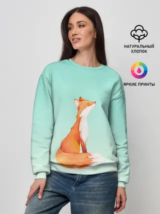 Женский свитшот / нарисованный лисенок