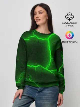 Женский свитшот / К - 13 зелёная трещина 3D