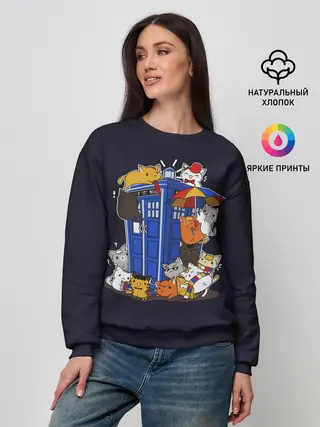 Женский свитшот / Кошечки у Телефона