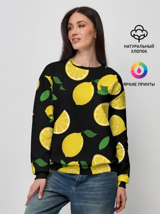 Женский свитшот / Лимоны на чёрном