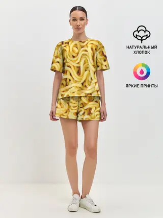 Женская пижама с шортами / Лапша