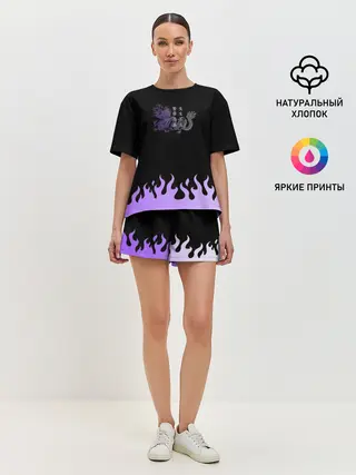 Женская пижама с шортами / Дракон и огонь