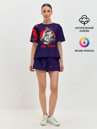 Женская пижама с шортами / Дзётаро красные брызги