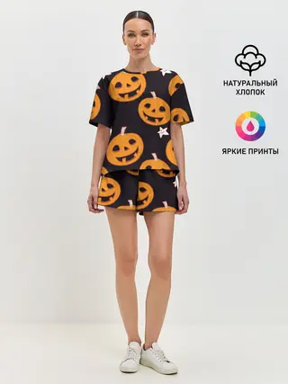Женская пижама с шортами / Весёлые тыквы