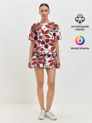 Женская пижама с шортами / Хохлома