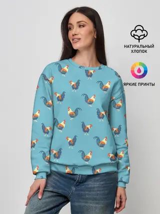Женский свитшот / Петушки паттерн