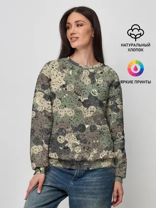 Женский свитшот / Эмодзи камуфляж