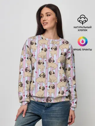 Женский свитшот / Забавные Мопсы