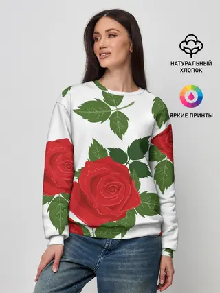 Женский свитшот / Большие розы