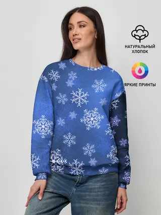 Женский свитшот / Снежинки.