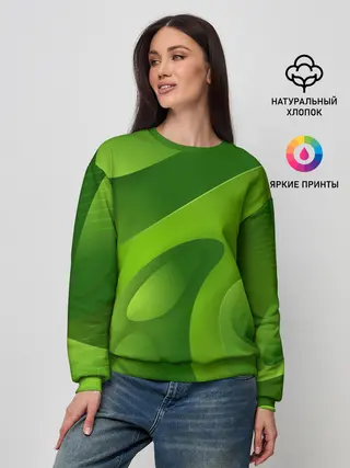Женский свитшот / 3d Green abstract