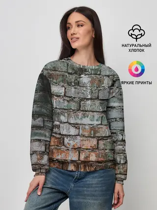 Женский свитшот / кирпичная стена потеки краска
