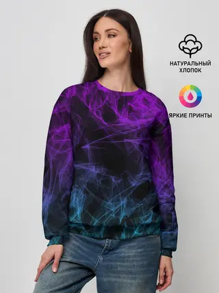 Женский свитшот / NEON SMOKES STRIPES | НЕОНОВЫЕ ВОЛНЫ