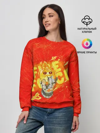 Женский свитшот / пламенная бригада пожарных красный фон