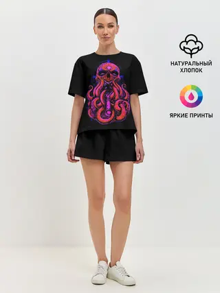 Женская пижама с шортами / Череп Осьминог | Octopus Skull