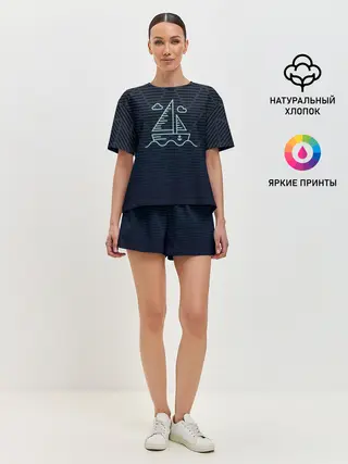 Женская пижама с шортами / Парусная лодка