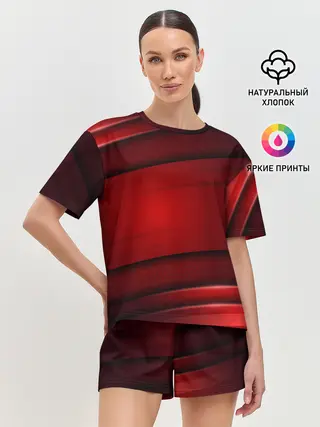 Женская пижама с шортами / 3D red Абстрактные линии