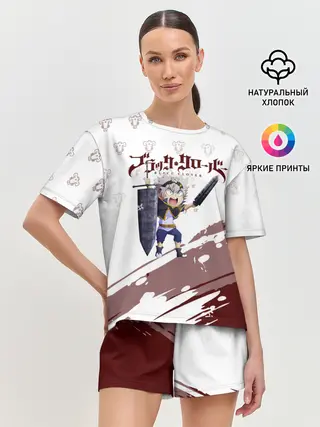 Женская пижама с шортами / Аста кричит с мечом Чёрный клевер