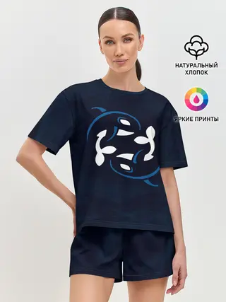 Женская пижама с шортами / Косатки