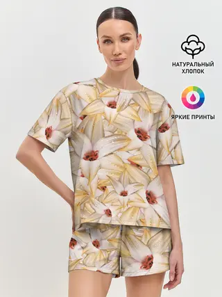 Женская пижама с шортами / Яркие Цветы